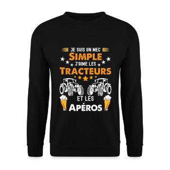 Tracteur Humour Apéro Bière Entre Amis Cadeau Papa - Sweat-shirt Unisexe - noir - Devant - Alina (178cm) & Michal (187cm)