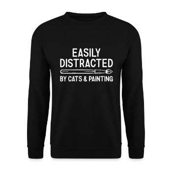 Painter Easily Distracted By Cats And Painting - Unisex Pullover - Schwarz - Vorne - Alina (178cm) & Michal (187cm)