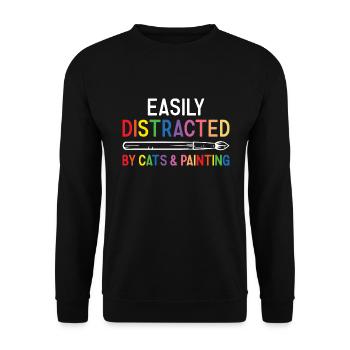 Peintre Facilement Distrait Par Les Chats Et La Peinture - Sweat-shirt Unisexe - noir - Devant - Alina (178cm) & Michal (187cm)