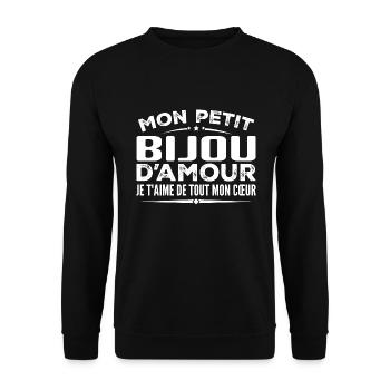 Love jewelry gift I love you with all my heart - Unisex Sweatshirt - black - Front - Alina (178cm) & Michal (187cm)