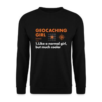 Geocacher Girl Definition Geocaching - Unisex Pullover - Schwarz - Vorne - Alina (178cm) & Michal (187cm)