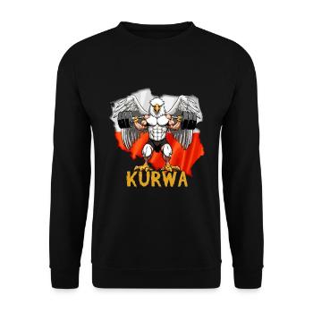 Squat- Polnischer Adler mit Flagge - Unisex Pullover - Schwarz - Vorne - Alina (178cm) & Michal (187cm)