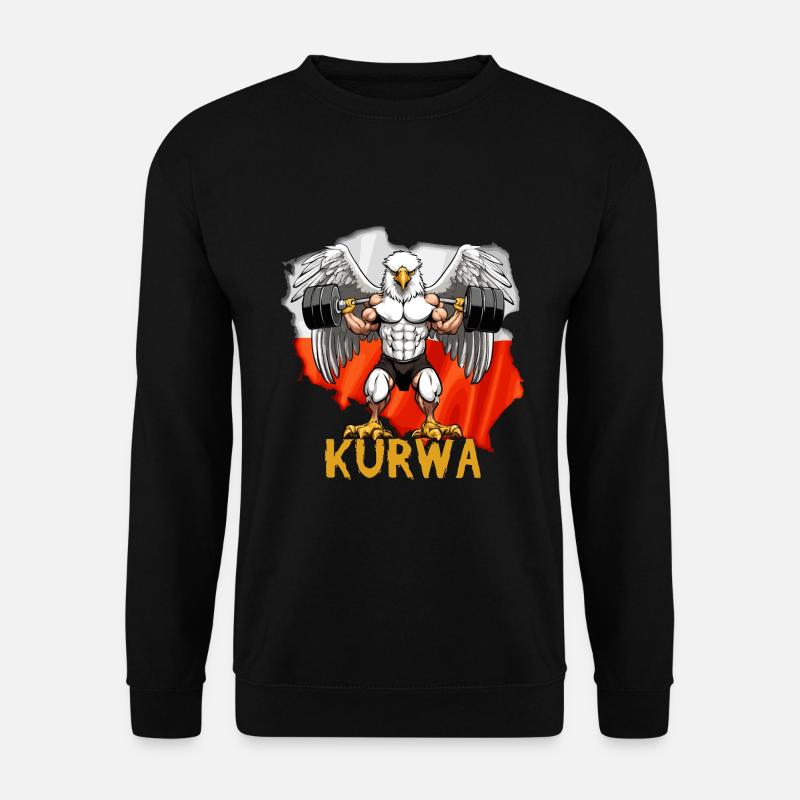 Squat- Polnischer Adler mit Flagge - Unisex Pullover - Schwarz