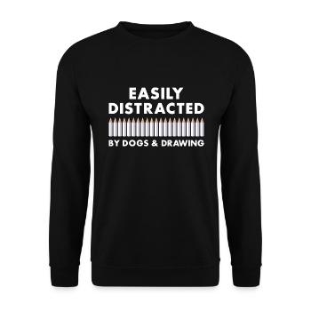Drawer Easily Distracted By Dogs And Drawing - Unisex Sweatshirt - black - Front - Alina (178cm) & Michal (187cm)