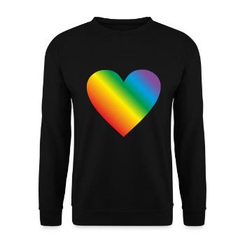 Lgbt Regenbogen Herz - Unisex Pullover - Schwarz - Vorne - Alina (178cm) & Michal (187cm)
