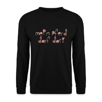 Mein Pferd darf das - Unisex Pullover - Schwarz - Vorne - Alina (178cm) & Michal (187cm)