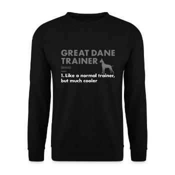 Définition de l’entraîneur de Dogue allemand - Sweat-shirt Unisexe - noir - Devant - Alina (178cm) & Michal (187cm)