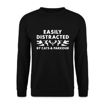 Traceur Easily Distracted By Cats And Parkour - Unisex Sweatshirt - black - Front - Alina (178cm) & Michal (187cm)