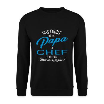 Papa et chef - Sweat-shirt Unisexe - noir - Devant - Alina (178cm) & Michal (187cm)