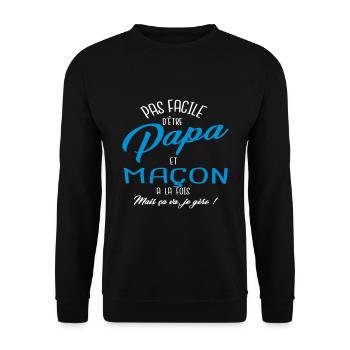 Papa et maçon - Sweat-shirt Unisexe - noir - Devant - Alina (178cm) & Michal (187cm)