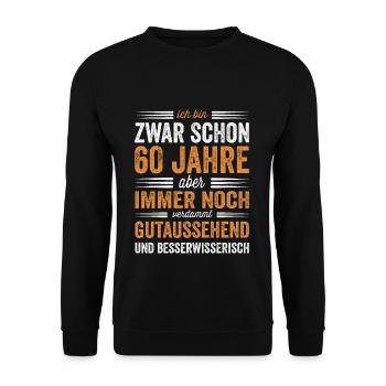 60. Geburtstag - 60 Jahre 60 Jähriger Geschenk - Unisex Pullover - Schwarz - Vorne - Alina (178cm) & Michal (187cm)