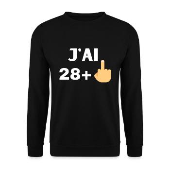 t-shirt anniversaire 29 ans cadeau humour - Sweat-shirt Unisexe - noir - Devant - Alina (178cm) & Michal (187cm)