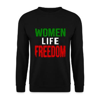Women life freedom iran - Unisex Pullover - Schwarz - Vorne - Alina (178cm) & Michal (187cm)