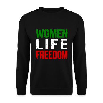 Women life freedom iran - Unisex Pullover - Schwarz - Vorne - Alina (178cm) & Michal (187cm)