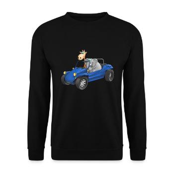 Elephant and giraffe in buggy - Unisex Sweatshirt - black - Front - Alina (178cm) & Michal (187cm)