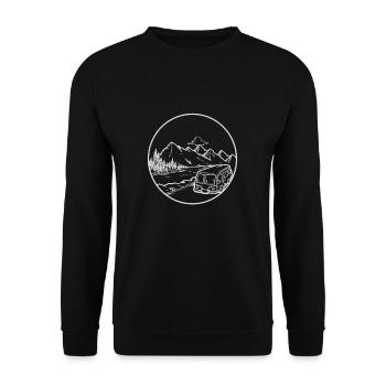 Camping-car Vintage camping car sortie de vacances - Sweat-shirt Unisexe - noir - Devant - Alina (178cm) & Michal (187cm)