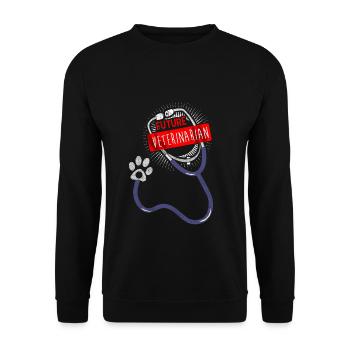 Tier Untersuchung beim Tierarzt hilft Tierlieb - Unisex Pullover - Schwarz - Vorne - Alina (178cm) & Michal (187cm)