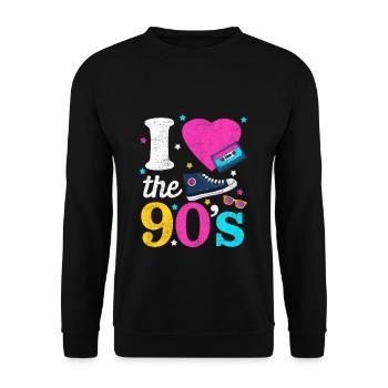 J'aime les années 90, je danse costume de soirée à thème chemise - Sweat-shirt Unisexe - noir - Devant - Alina (178cm) & Michal (187cm)