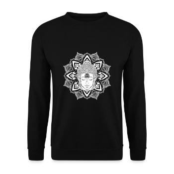 Buddha Mandala Symbol - Unisex Pullover - Schwarz - Vorne - Alina (178cm) & Michal (187cm)