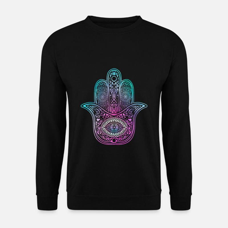 Hamsa Symbol Yoga Hand mit Auge - Unisex Pullover - Schwarz