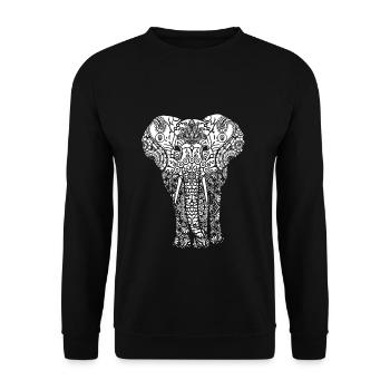 Mandala Elefant Hastin Gaja Muster Yoga Tshirt - Unisex Pullover - Schwarz - Vorne - Alina (178cm) & Michal (187cm)