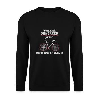 Fahrradfahrer ohne Akku I gegen Ebikes Tshirt - Unisex Pullover - Schwarz - Vorne - Alina (178cm) & Michal (187cm)