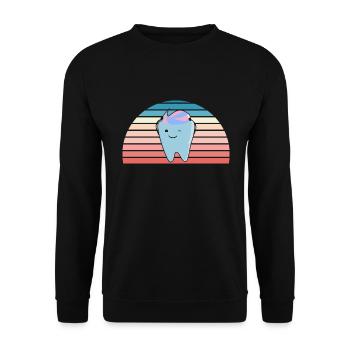 Hygienist Retro Sunset Dental Assistant - Unisex Pullover - Schwarz - Vorne - Alina (178cm) & Michal (187cm)