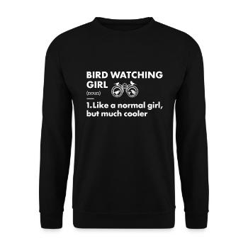 Bird Watcher Girl Definition Bird Watching - Unisex Pullover - Schwarz - Vorne - Alina (178cm) & Michal (187cm)