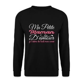 Cadeau maman d'amour, meilleure maman je t'aime - Sweat-shirt Unisexe - noir - Devant - Alina (178cm) & Michal (187cm)