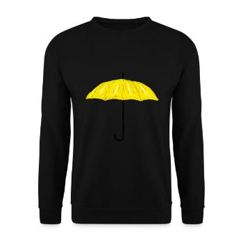 Gelber Regenschirm - Unisex Pullover - Schwarz - Vorne - Alina (178cm) & Michal (187cm)