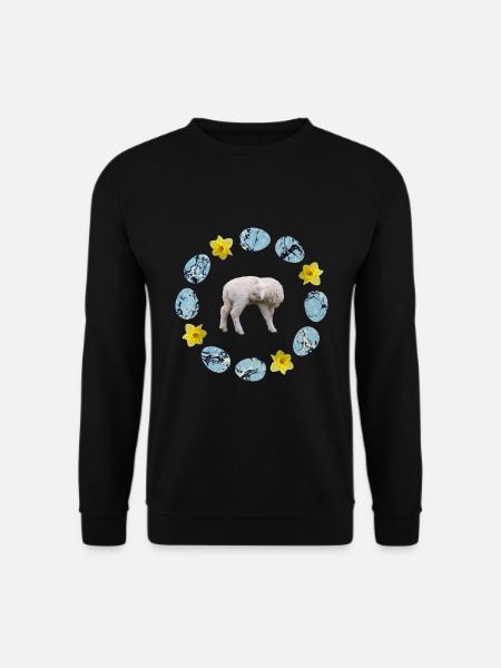 schaf im eierkranz mit narzissen e 55 - Unisex Pullover - Schwarz