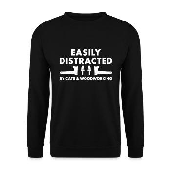 Les chats et le travail du bois facilement distraits - Sweat-shirt Unisexe - noir - Devant - Alina (178cm) & Michal (187cm)