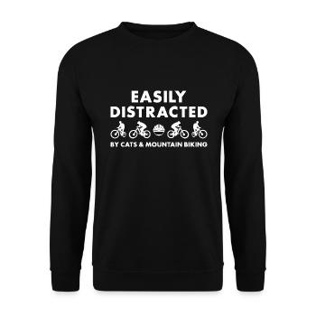 Biker Distracted By Cats And Mountain Biking - Unisex Sweatshirt - black - Front - Alina (178cm) & Michal (187cm)
