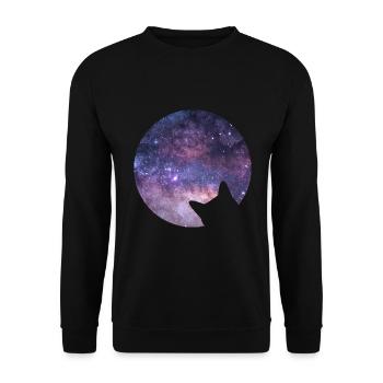 Space cat stares into space - Unisex Sweatshirt - black - Front - Alina (178cm) & Michal (187cm)