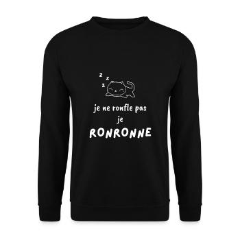 Je ne ronfle pas, je ronronne ! idée cadeau chat - Sweat-shirt Unisexe - noir - Devant - Alina (178cm) & Michal (187cm)