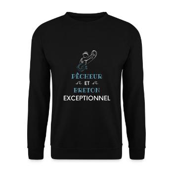 Pêcheur et breton exceptionnel ! cadeau pêcheur - Sweat-shirt Unisexe - noir - Devant - Alina (178cm) & Michal (187cm)