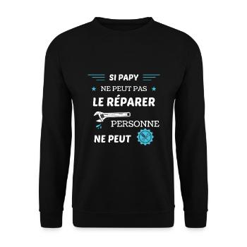 Si papy ne peut pas le réparer personne ne peut ! - Sweat-shirt Unisexe - noir - Devant - Alina (178cm) & Michal (187cm)