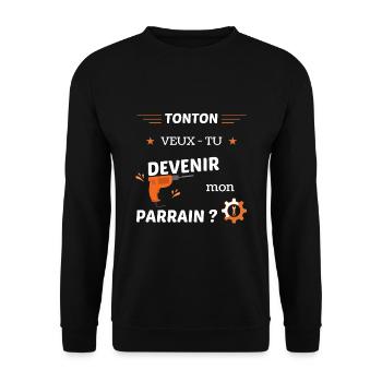 Tonton veux tu devenir mon parrain - demande - Sweat-shirt Unisexe - noir - Devant - Alina (178cm) & Michal (187cm)