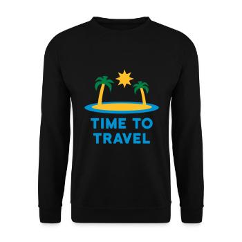 Time to travel (island, palm trees, sun) - Unisex Sweatshirt - black - Front - Alina (178cm) & Michal (187cm)