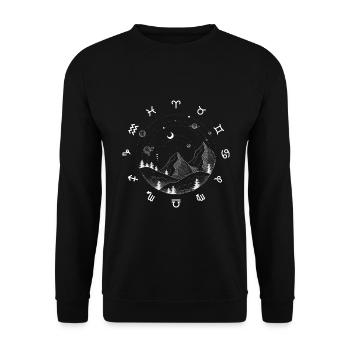 Schwarz-weiße Illustration astrologische Zeichen - Unisex Pullover - Schwarz - Vorne - Alina (178cm) & Michal (187cm)
