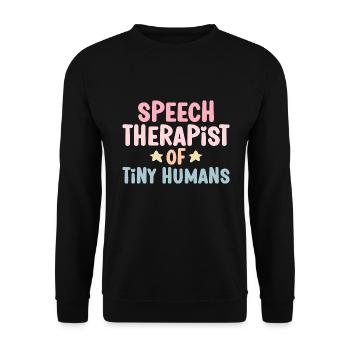 SLP Speech language Pathologist Speechie - Unisex Sweatshirt - black - Front - Alina (178cm) & Michal (187cm)