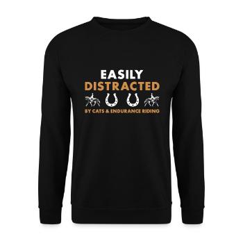 Rider Easily Distracted Cats And Endurance Riding - Unisex Sweatshirt - black - Front - Alina (178cm) & Michal (187cm)