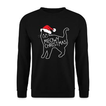 Meowy Christmas Shirt - Unisex Sweatshirt - black - Front - Alina (178cm) & Michal (187cm)