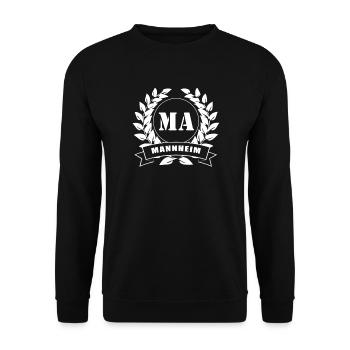 Mannheim Mannem Monnem Lorbeerkranz Waldhof MA - Unisex Pullover - Schwarz - Vorne - Alina (178cm) & Michal (187cm)