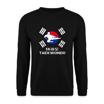 Taekwondo with Korea flag and writing - Unisex Sweatshirt - black - Front - Alina (178cm) & Michal (187cm)