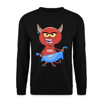 Schmutzteufel mit Handtuch - Badetuch T-Shirt - Unisex Pullover - Schwarz - Vorne - Alina (178cm) & Michal (187cm)