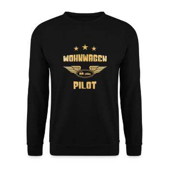 Wohnwagen Pilot - Unisex Pullover - Schwarz - Vorne - Alina (178cm) & Michal (187cm)