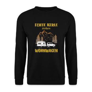 Wohnwagen Camper lustig - Unisex Pullover - Schwarz - Vorne - Alina (178cm) & Michal (187cm)