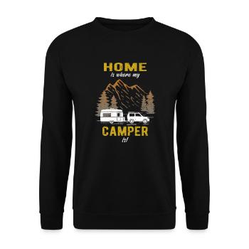 Caravan Camping Home Home - Unisex Sweatshirt - black - Front - Alina (178cm) & Michal (187cm)