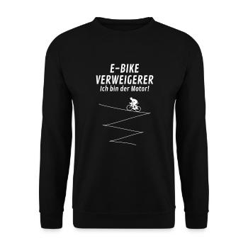 Rennrad Radsport E-Bike Verweigerer - Unisex Pullover - Schwarz - Vorne - Alina (178cm) & Michal (187cm)